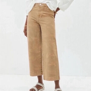 Anthropologie Pilcro James Taupe Tan Fade Wash Cropped Wide-Leg Pants